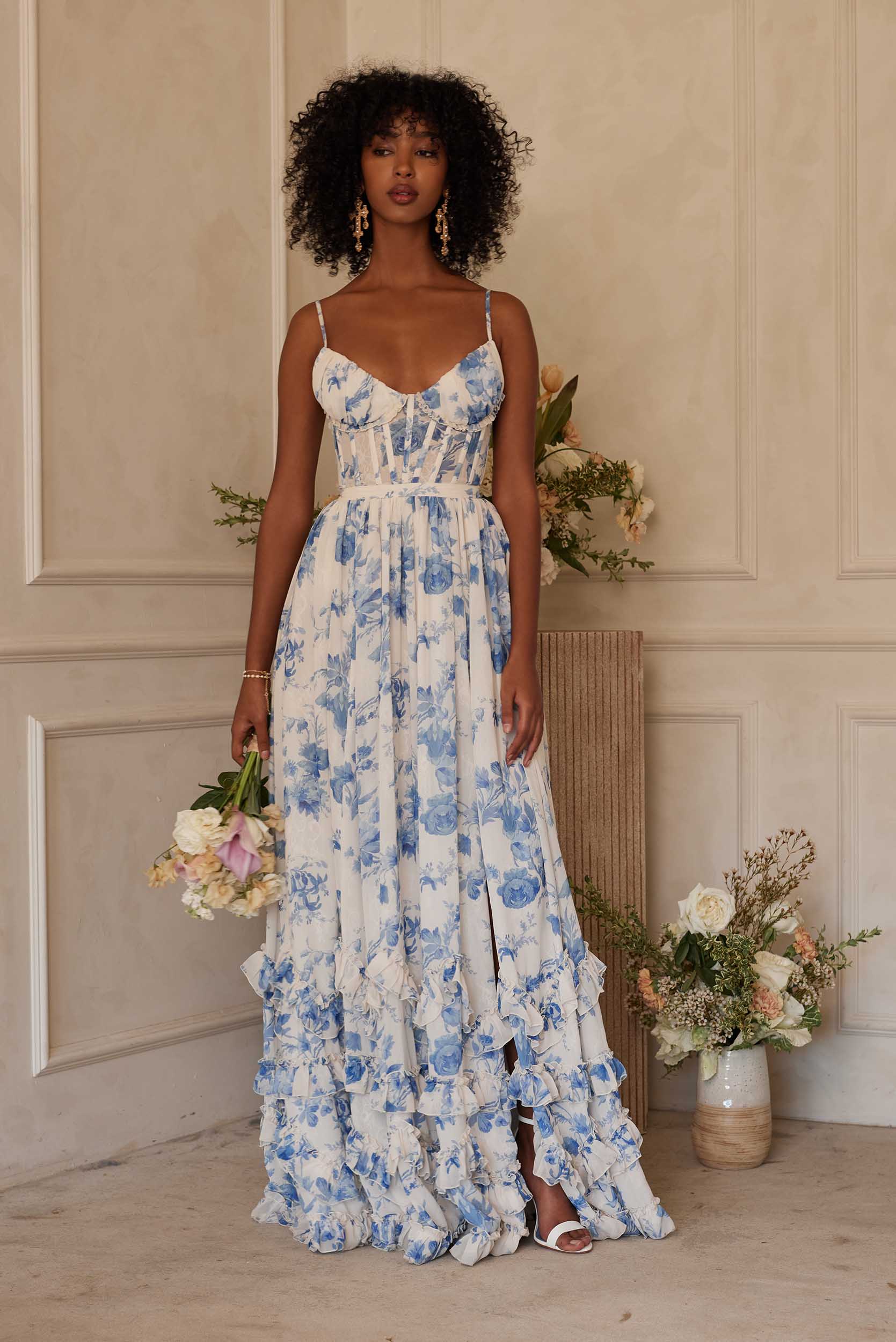 The Carmen Dress in Provencal Blue Floral 0 / Provencal Blue Floral The Carmen Dress in Provencal Blue Floral 0 / Provencal Blue Floral