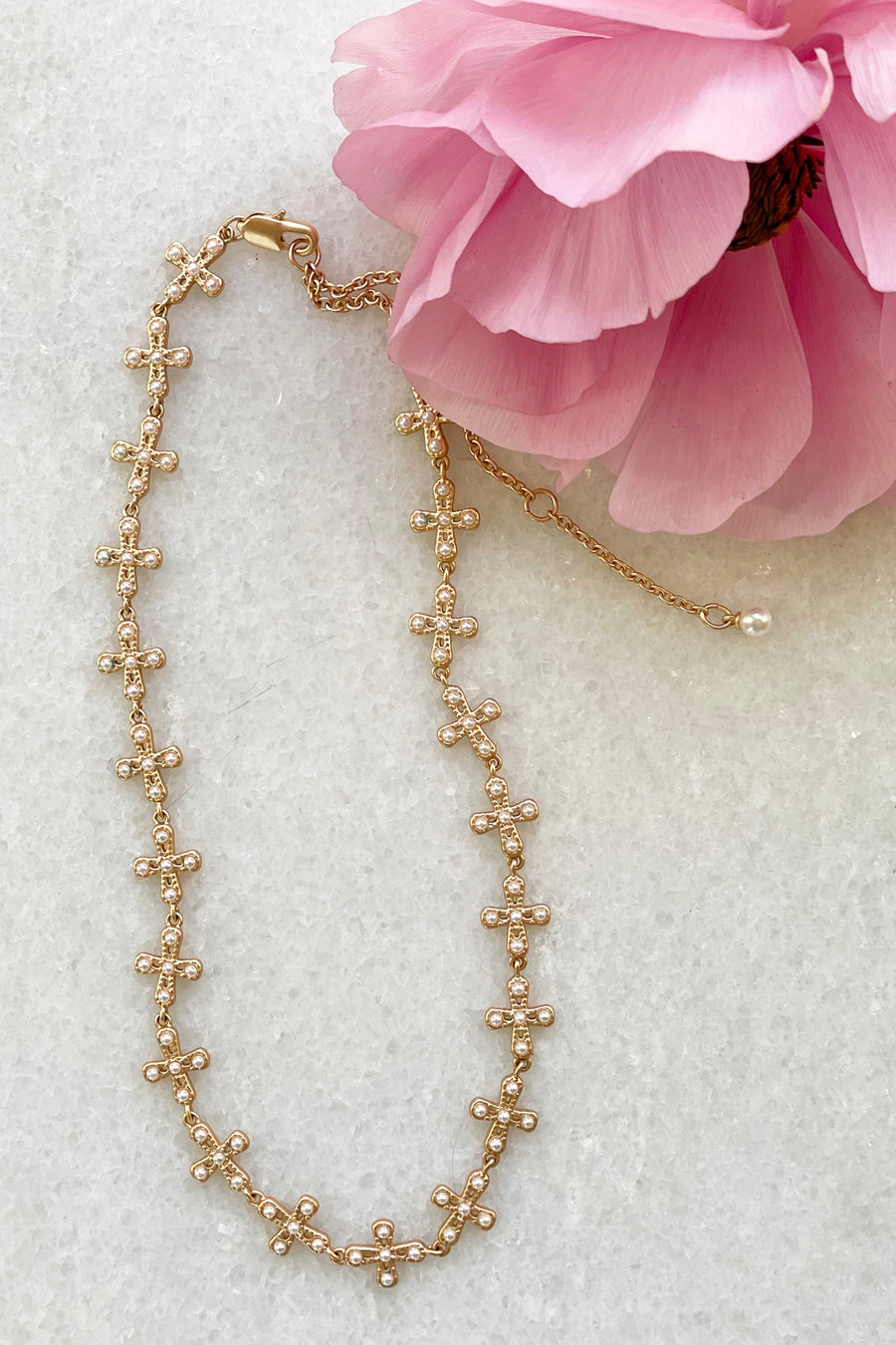 The Mini Cross Choker in Matte Gold