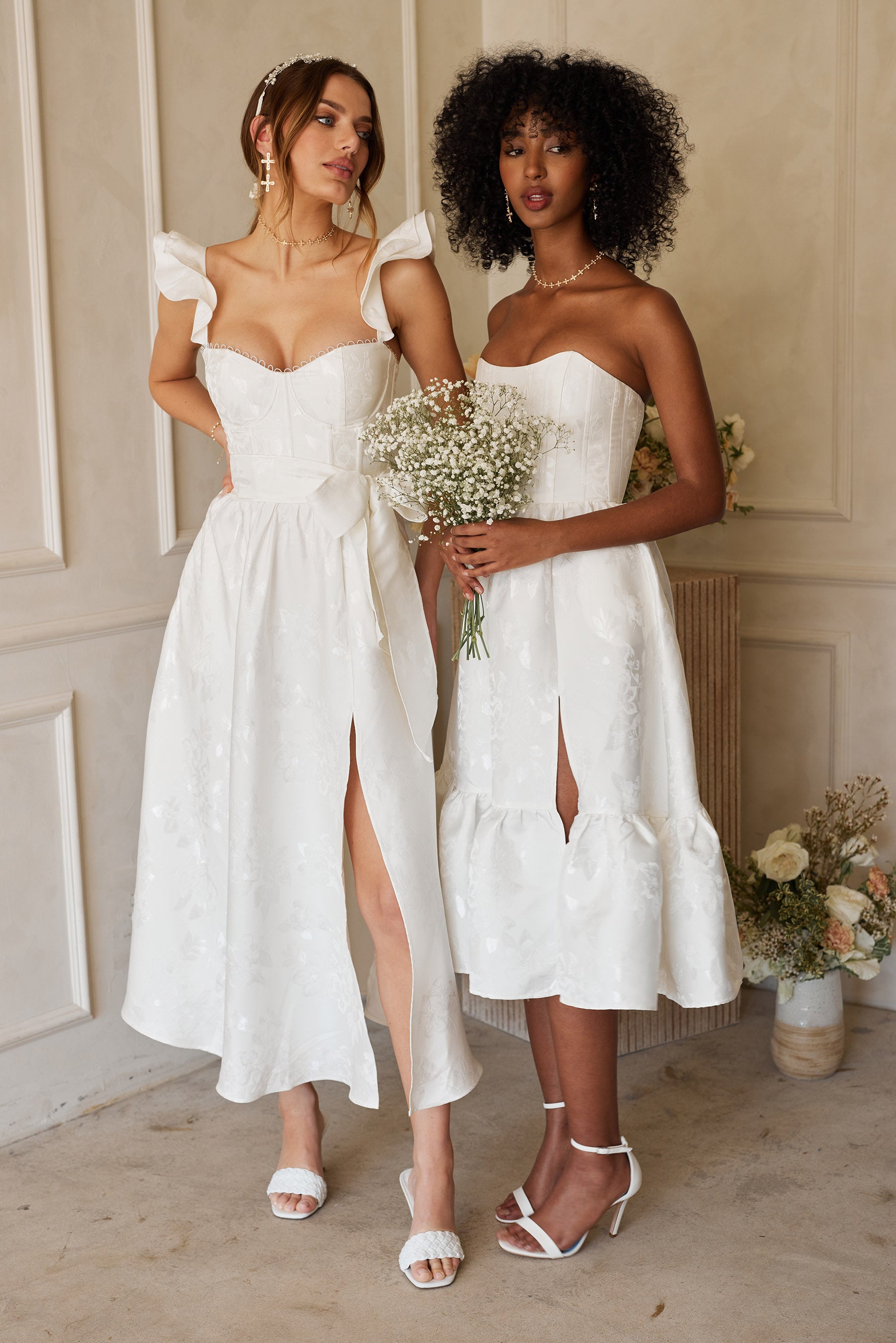 The Vera Dress in White Baroque Floral 4 / White Baroque Floral